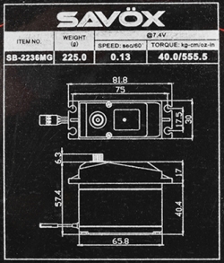 Savöx SB-2236MG BB HiVolt Digital Brushless Servo