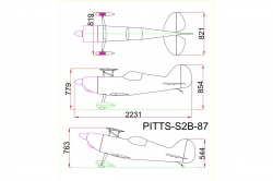 Pitts S2B 2200mm ARF (modrý)