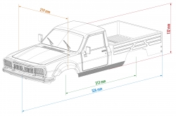 1:10 Čirá karoserie PEUGEOT 504 včetně příslušenství, licencovaná, 313mm