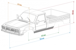 1:10 Čirá karoserie PEUGEOT 504 včetně příslušenství, licencovaná, 313mm